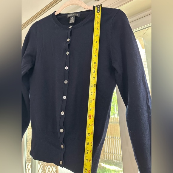 Banana Republic Navy Blue Extra Fine Italian Merino Wool Cardigan Sweater Medium - Picture 10 of 13